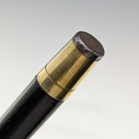 1925 British Vintage Men's Walking Stick, Sterling Silver, Round Handle, Black Shaft, 91cm, J Howell